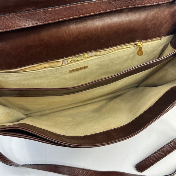 Bottega Veneta Cognac Brown Woven Leather Briefcase Top Handle Gold Buckle - Picture 12 of 16